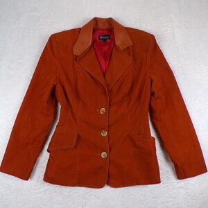 Seduce Los Angeles Women's Blazer Orange Size 2 Elbow Patches and Collar Tan Y2K